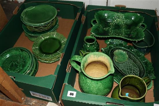 2 boxes green leaf ceramics